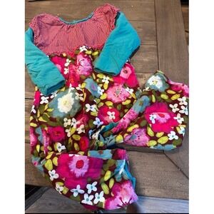 Catimini 2T thick warm Layered‎ floral romper Grand millennial Grandmacore